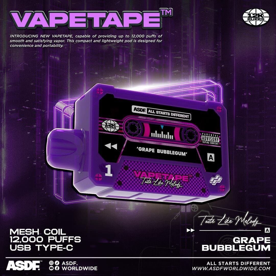 Vapetape-12000-Puffs-Grape-Bubblegum-(SG VAPE COD)