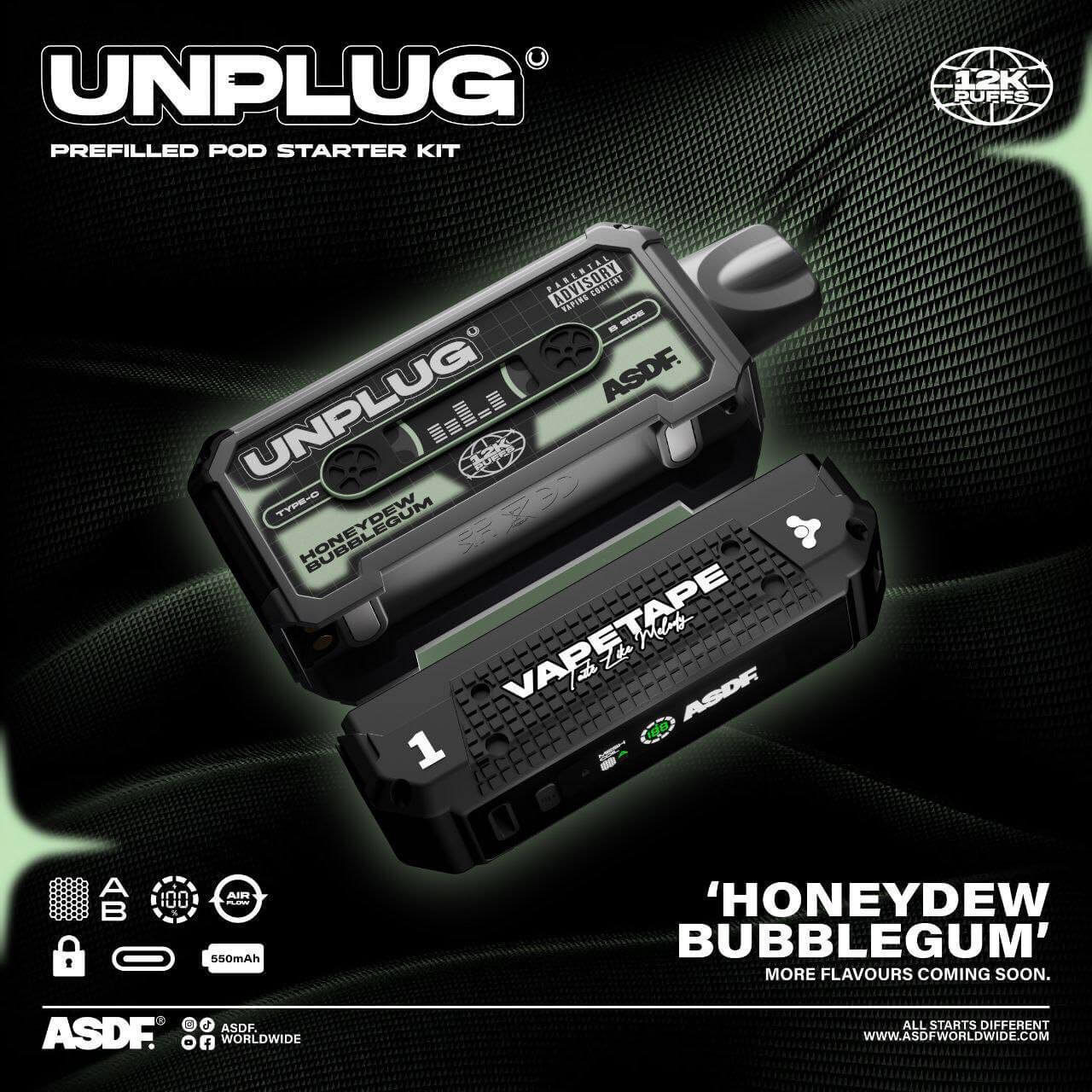 vapetape-unplug-12000-honeydew-bubblegum-(SG VAPE COD)
