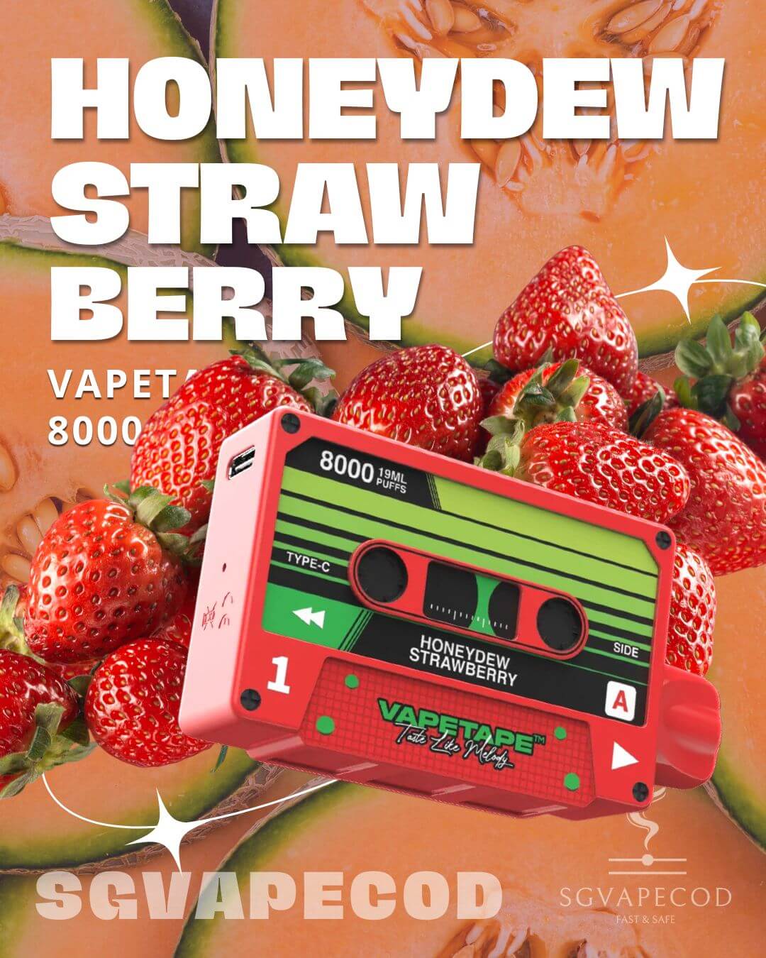 Vapetape-8000-Honeydew-Strawberry-(SG VAPE COD)