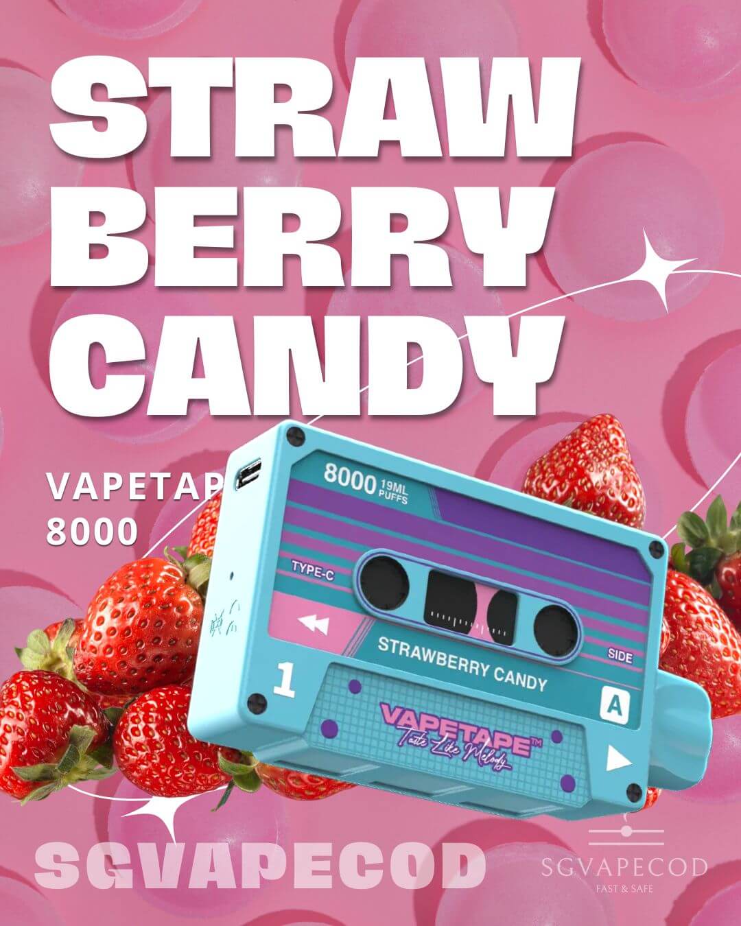 Vapetape-8000-Strawberry-Candy-(SG VAPE COD)