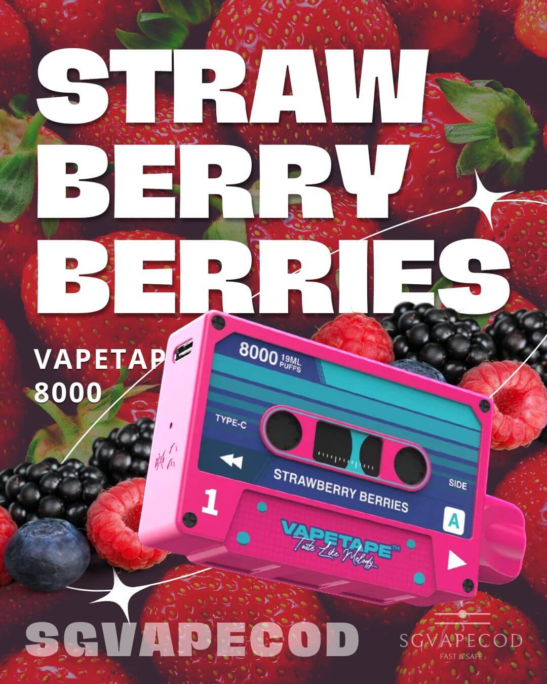 Vapetape-8000-Strawberry-Berries-(SG VAPE COD)