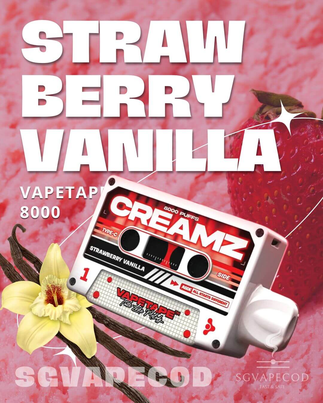 Vapetape-8000-Strawberry-Vanilla-(SG VAPE COD)